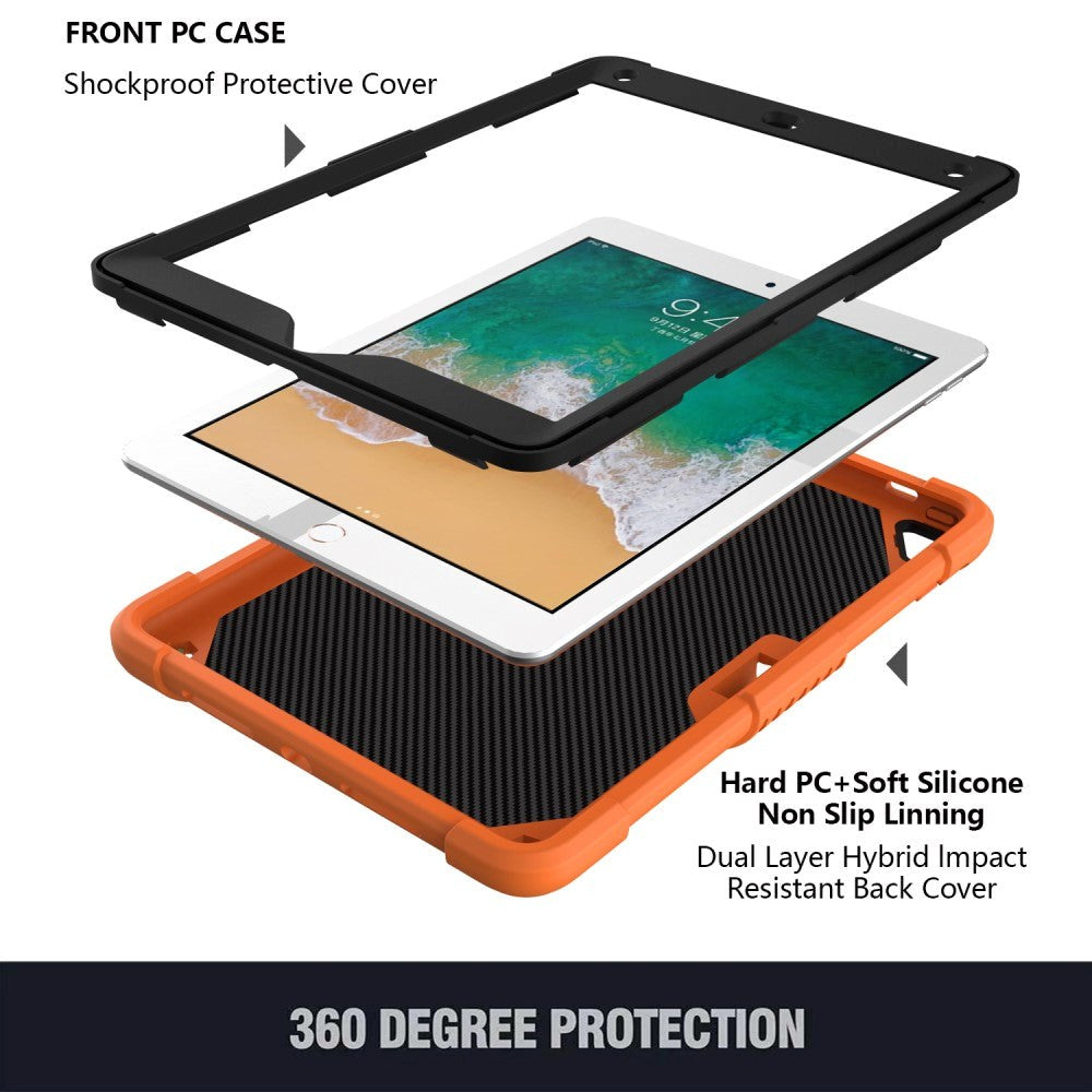 iPad (2018) / iPad (2017) / iPad Air 2 Butterfly Kickstand Barnedeksel - Oransje
