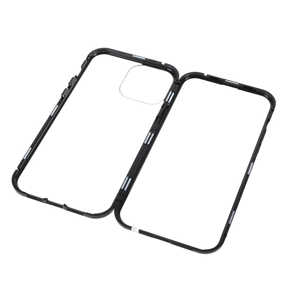 iPhone 13 Pro Magnetisk Metall Deksel med Glass Foran & Bak - Svart