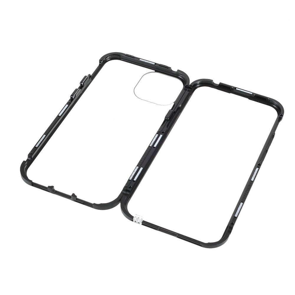 iPhone 13 Magnetisk Metall Deksel med Glass Foran & Bak - Svart