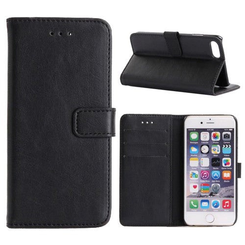 iPhone SE (2022/2020)/8/7 Wallet Skinn Deksel m. Lommebok Svart