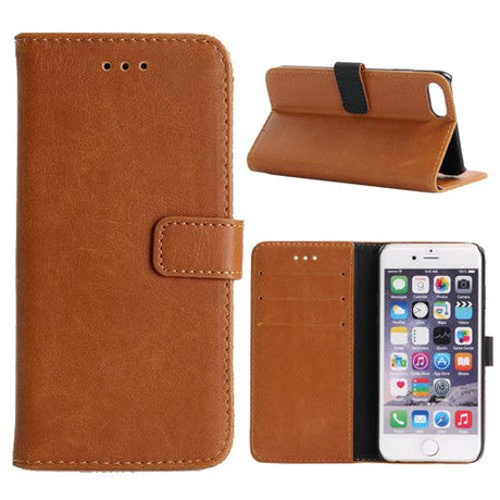 iPhone SE (2022/2020)/8/7 Wallet Skinn Deksel m. Lommebok Lysebrun