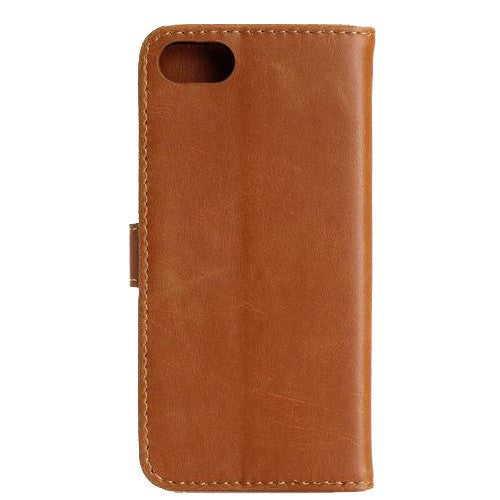 iPhone SE (2022/2020)/8/7 Wallet Skinn Deksel m. Lommebok Lysebrun