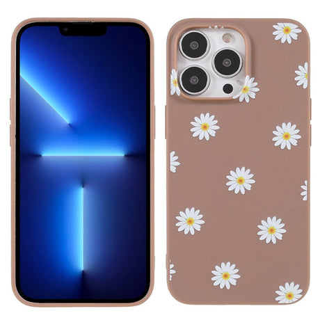 iPhone 13 Pro Fleksibelt Plast Deksel med Blomster - Brown