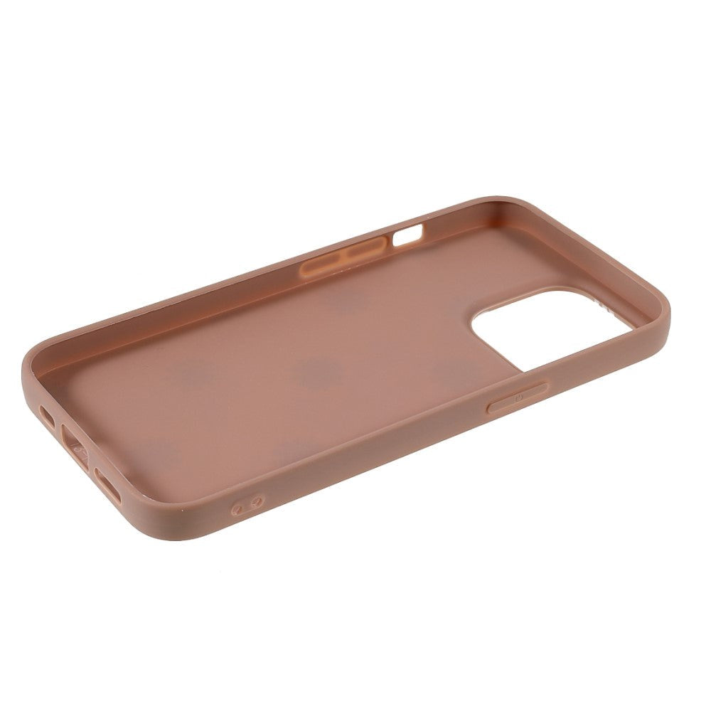 iPhone 13 Pro Fleksibelt Plast Deksel med Blomster - Brown