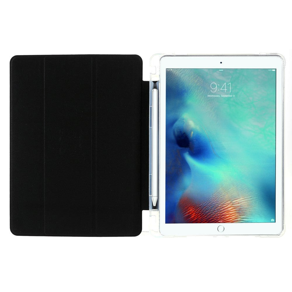 iPad 10,2" (2021 / 2020 / 2019) PU Skinn Flip Deksel med Tri-Folding - Svart