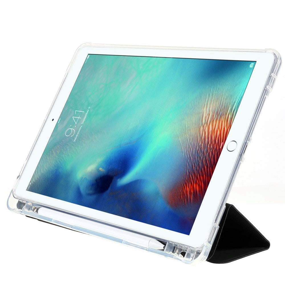 iPad 10,2" (2021 / 2020 / 2019) PU Skinn Flip Deksel med Tri-Folding - Svart