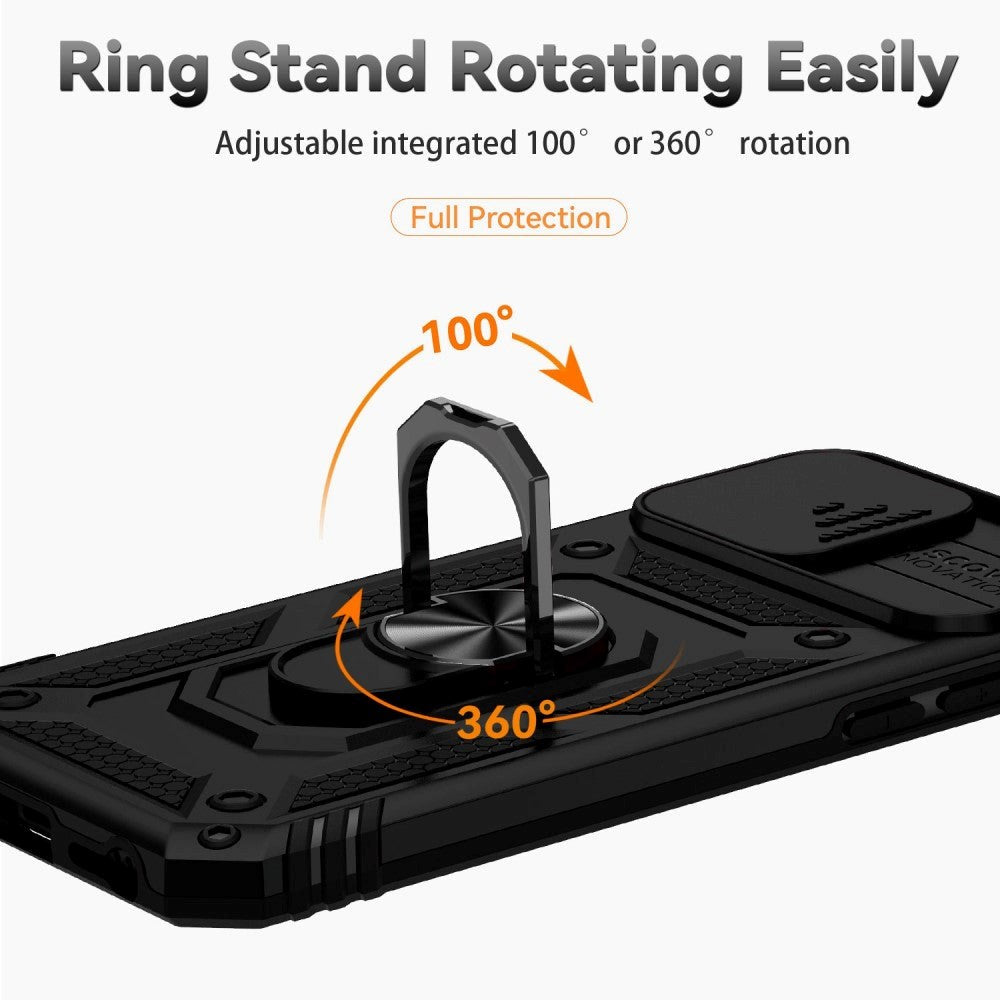 iPhone SE (2022 / 2020) / 8 / 7 Hybrid Håndverker Deksel med Magnetisk Stativ & Camslider - Svart