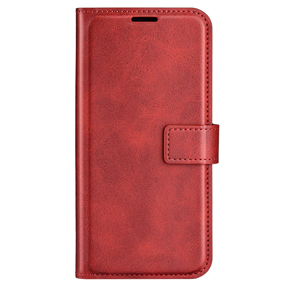 iPhone 14 Plus Leather Flip Deksel med Kortholder & Magnetisk Åpen/Lukkefunksjon - Rød