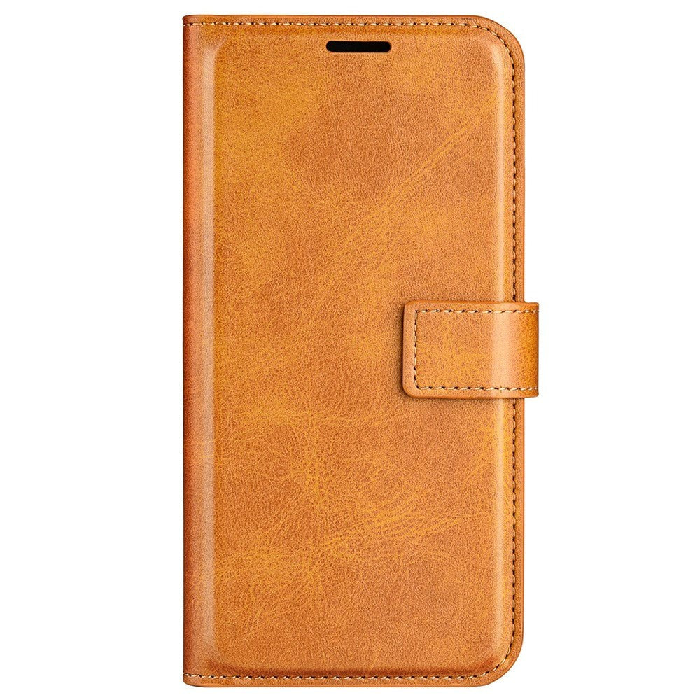 iPhone 14 Plus Leather Flip Deksel med Kortholder & Magnetisk Åpen/Lukkefunksjon - Gul