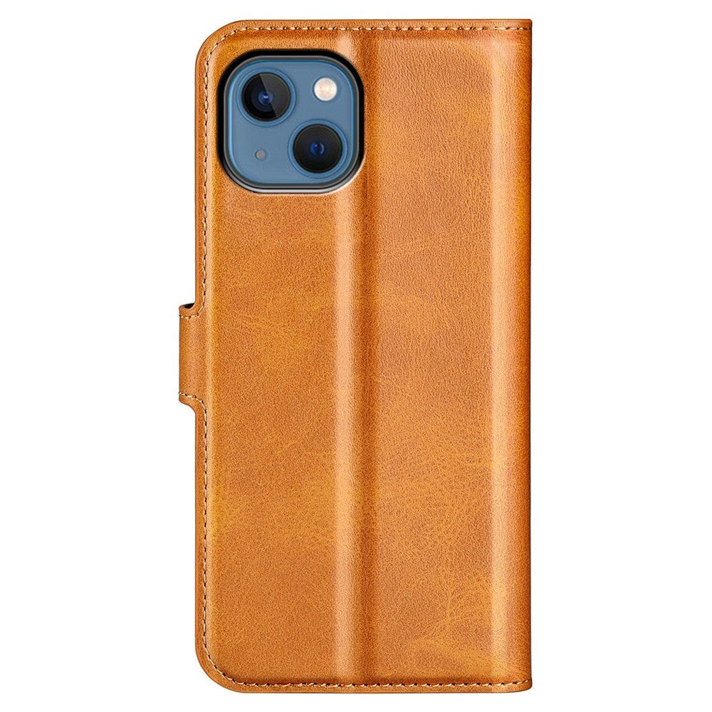 iPhone 14 Plus Leather Flip Deksel med Kortholder & Magnetisk Åpen/Lukkefunksjon - Gul