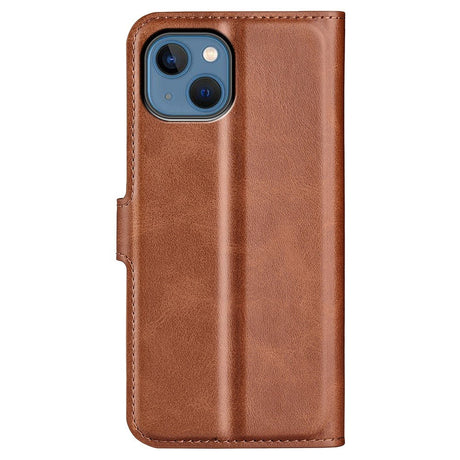 iPhone 14 Plus Leather Flip Deksel med Kortholder & Magnetisk Åpen/Lukkefunksjon - Lysebrun