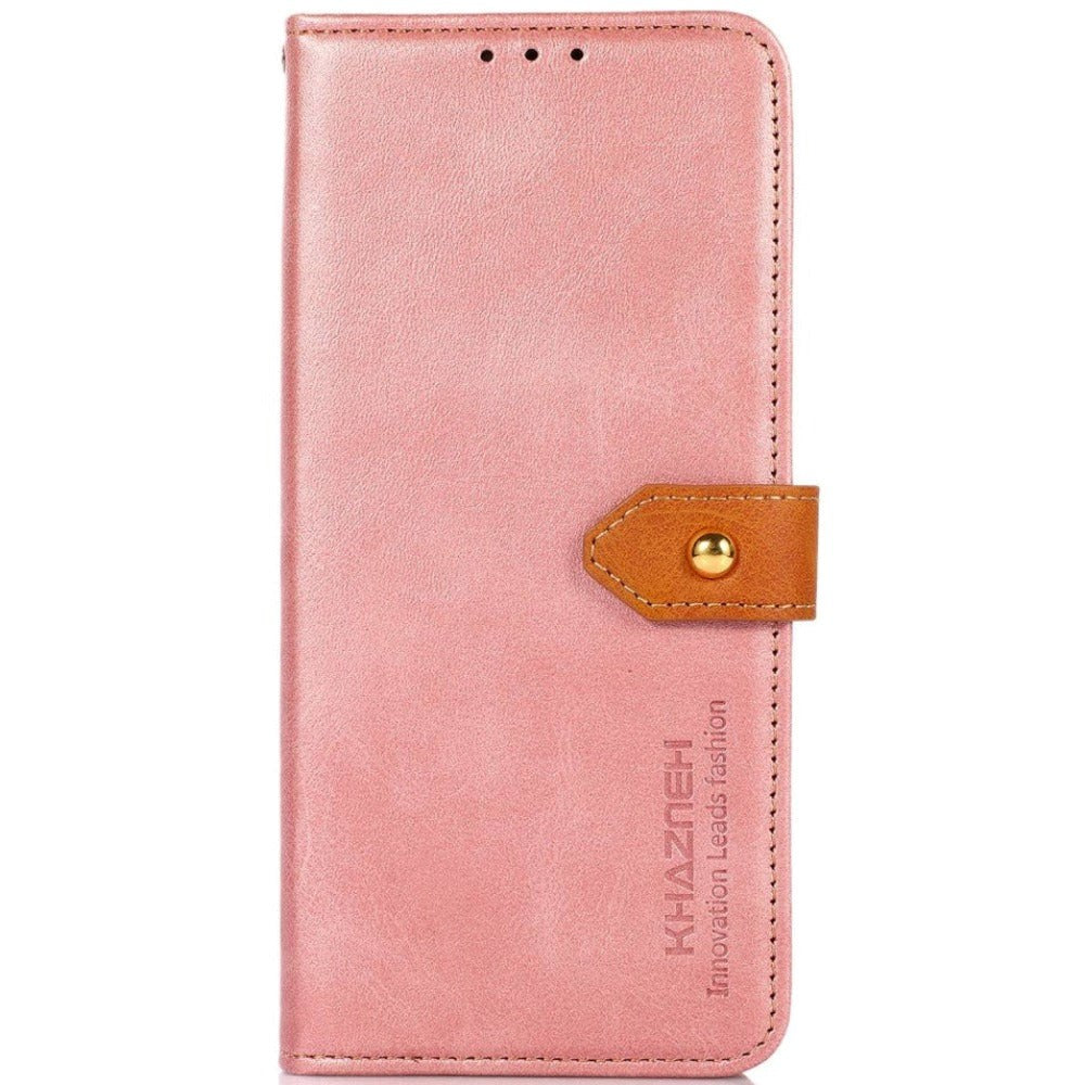 iPhone 14 Plus Khazneh PU-Skinn Flip Deksel med Lommebok & Kortholder - Rose Gold