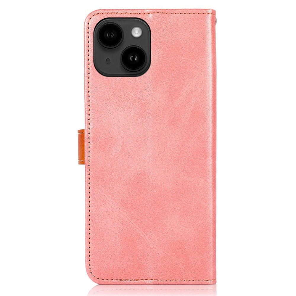 iPhone 14 Plus Khazneh PU-Skinn Flip Deksel med Lommebok & Kortholder - Rose Gold