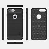 iPhone 7 Plus / 8 Plus Mofi Brushed Carbon Fiber Fleksibelt Plast Deksel - Svart