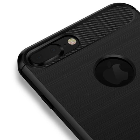 iPhone 7 Plus / 8 Plus Mofi Brushed Carbon Fiber Fleksibelt Plast Deksel - Grå