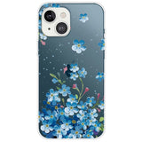 iPhone 14 Fleksibel TPU Plast Bakdeksel - Gjennomsiktig m. Blå Blomster