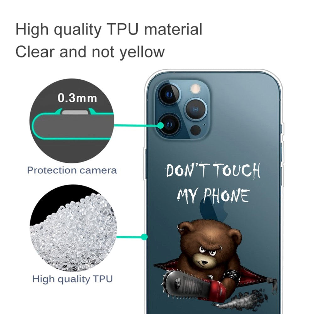 iPhone 14 Pro Fleksibelt Plast Bakdeksel - Gjennomsiktig / "Don't Touch My Phone"