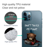 iPhone 14 Pro Fleksibelt Plast Bakdeksel - Gjennomsiktig / "Don't Touch My Phone"