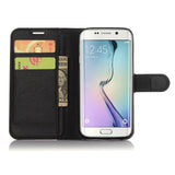 Samsung Galaxy S7 Edge Soft Pouch Skinn Etui med Lommebok Svart