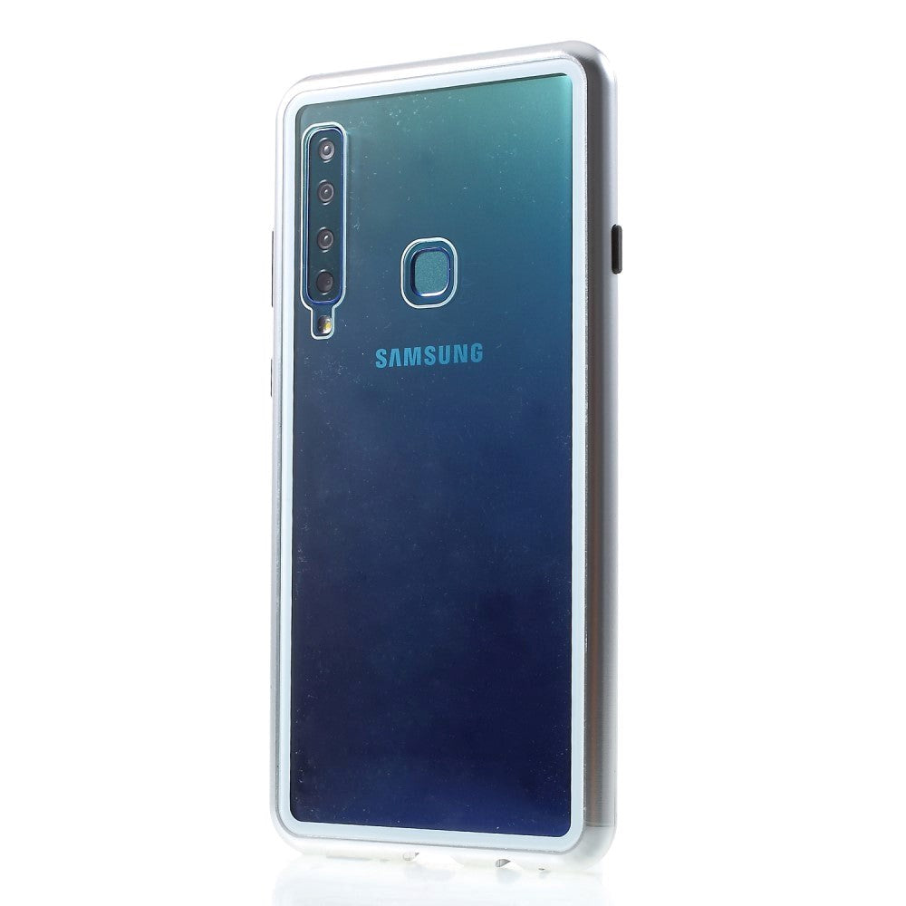 Samsung Galaxy A9 (2018) Magnetisk Deksel m. Glassbakside - Hvit