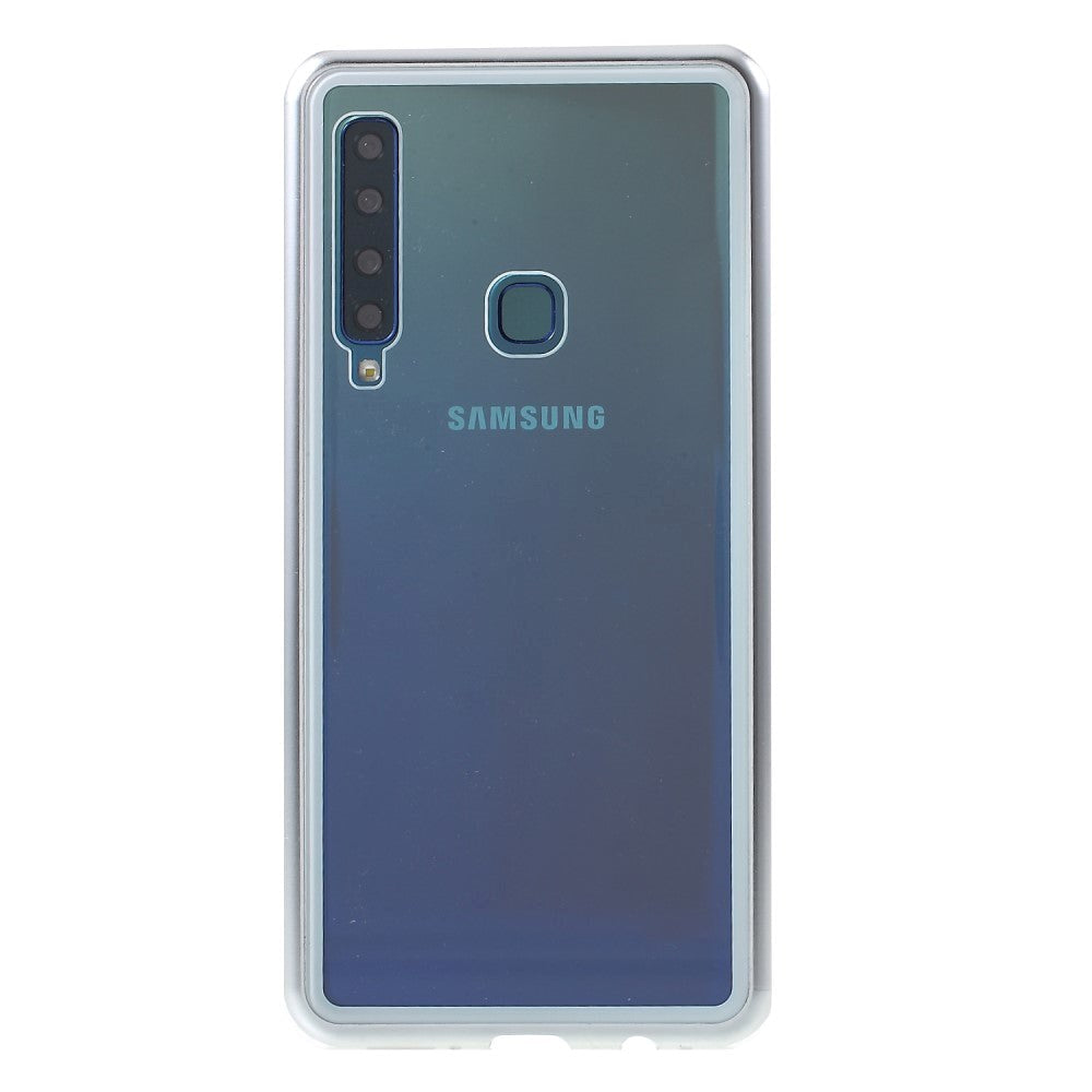 Samsung Galaxy A9 (2018) Magnetisk Deksel m. Glassbakside - Hvit