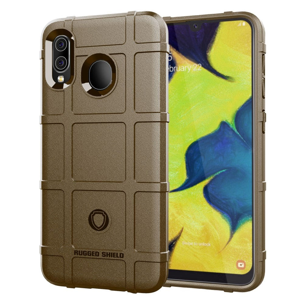 Samsung Galaxy A30 Rugged Shield Plastik Deksel - Brun