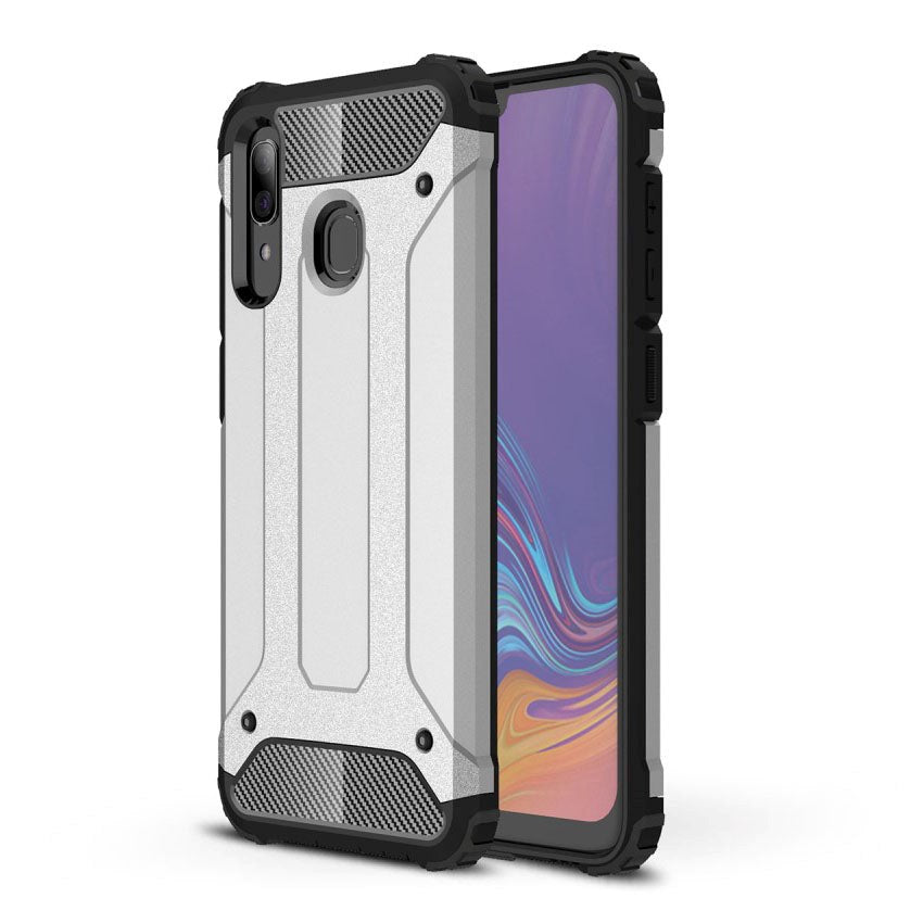 Samsung Galaxy A30 Armor Guard Hardt Plastdeksel - Sølv