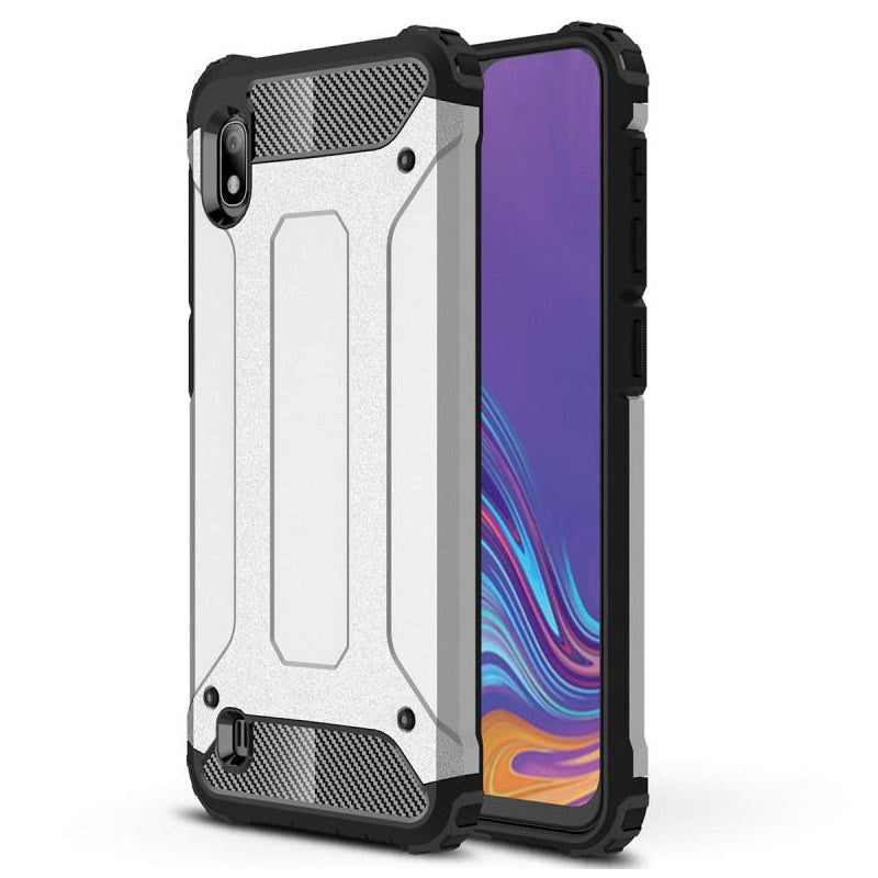 Samsung Galaxy A10 Armor Guard Hardt Plastdeksel - Sølv