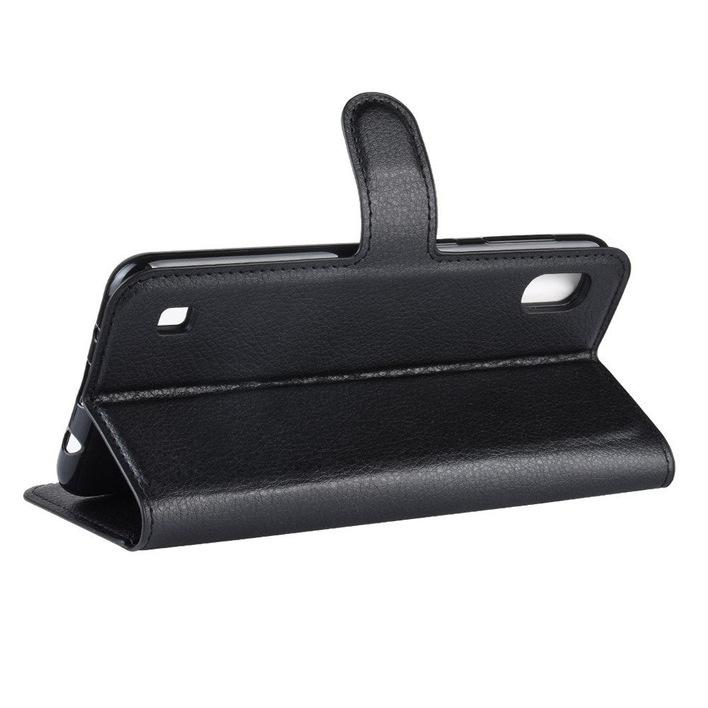 EIDERWOOD Samsung Galaxy A10 Litchi Kunstskin Deksel med Lommebok - Svart