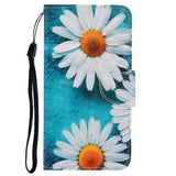 Samsung Galaxy M11 PU Skinn Deksel med Lommebok - Hvite Blomster