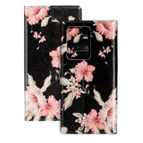 Samsung Galaxy S20 Rosa Flowers Deksel med Lommebok - Svart / Pink