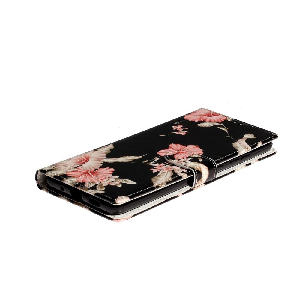 Samsung Galaxy S20 Rosa Flowers Deksel med Lommebok - Svart / Pink