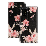 Samsung Galaxy A51 Rosa Flowers Deksel med Lommebok - Svart / Pink