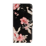 Samsung Galaxy A51 Rosa Flowers Deksel med Lommebok - Svart / Pink