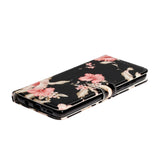 Samsung Galaxy A51 Rosa Flowers Deksel med Lommebok - Svart / Pink