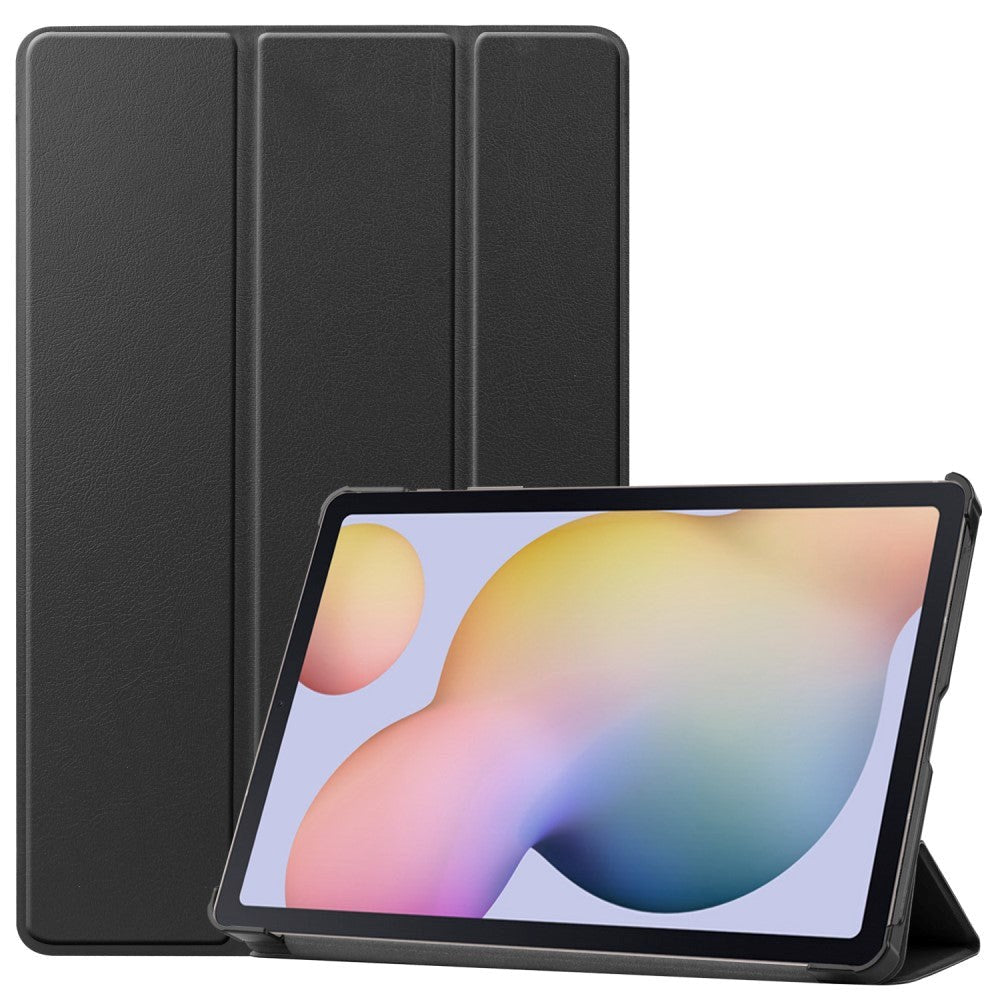 Samsung Galaxy Tab S8 / S7 Tri-fold Skinn Flip Deksel med Stylus Pen Holder - Svart