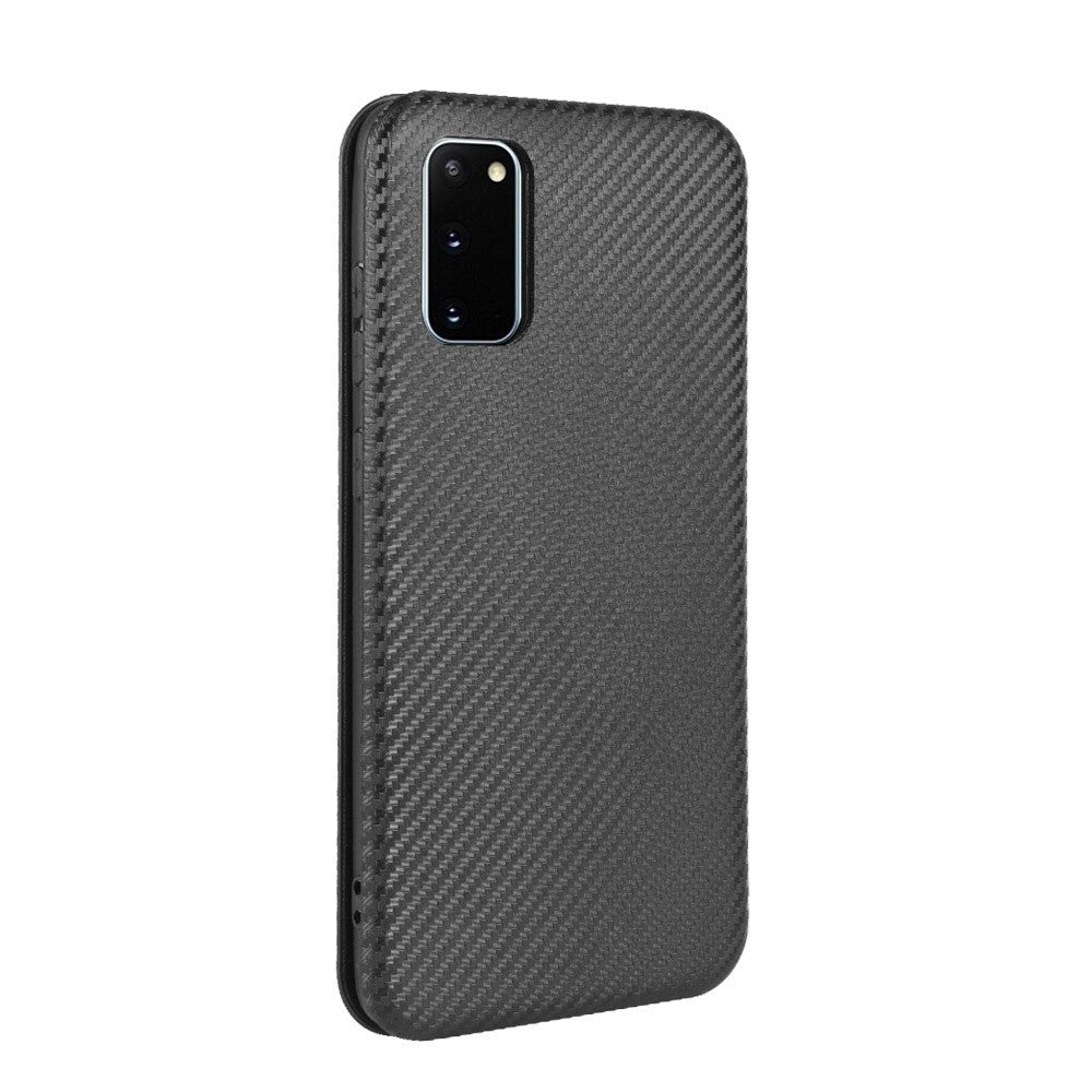 Samsung Galaxy S20 FE / FE (5G) Carbon Tekstur Flip Deksel - Svart