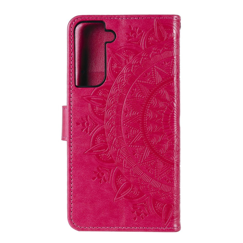 Samsung Galaxy S21+ (Plus) PU Skinndeksel m. Lommebok - Mandala Imprint - Rose