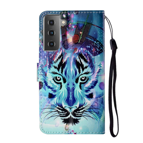 Samsung Galaxy S21+ (Plus) PU Skinndeksel m. Lommebok - Blå Tiger