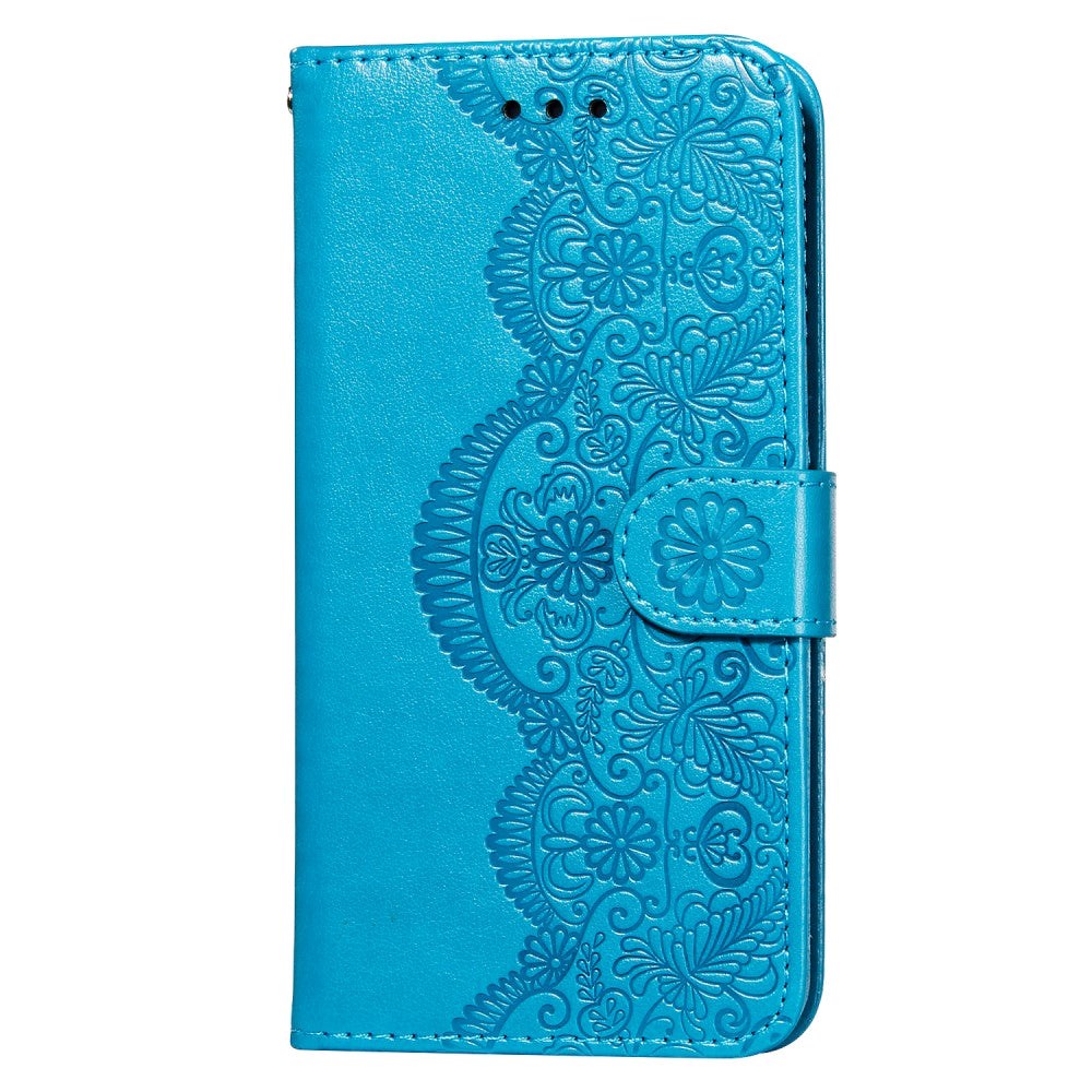 Samsung Galaxy S21+ (Plus) PU Skinndeksel m. Lommebok - Flower Vine Imprint - Blå