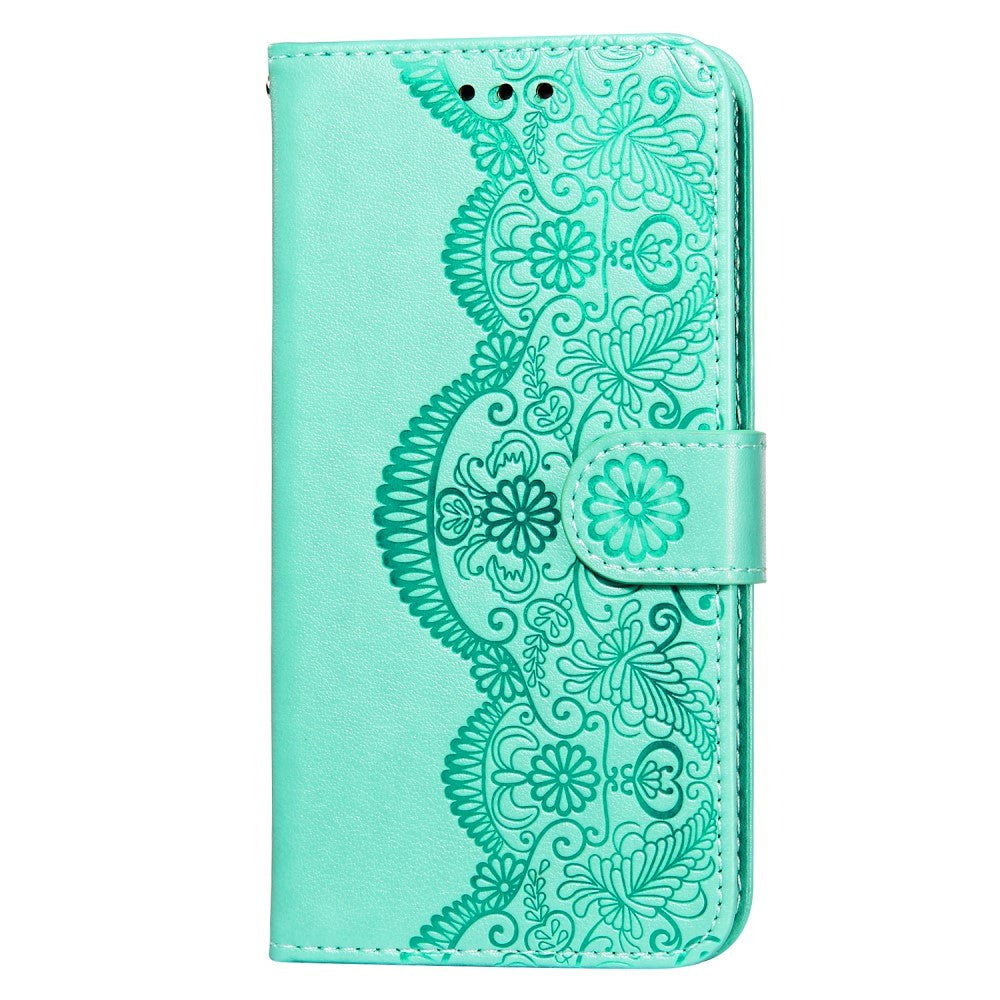 Samsung Galaxy S21+ (Plus) PU Skinndeksel m. Lommebok - Flower Vine Imprint - Grønn