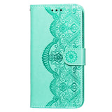 Samsung Galaxy S21+ (Plus) PU Skinndeksel m. Lommebok - Flower Vine Imprint - Grønn