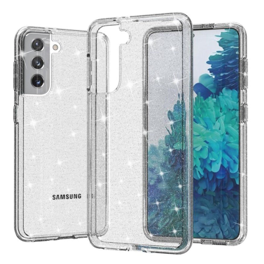 Samsung Galaxy S21 Glimmer Plastdeksel - Gjennomsiktig / Grå