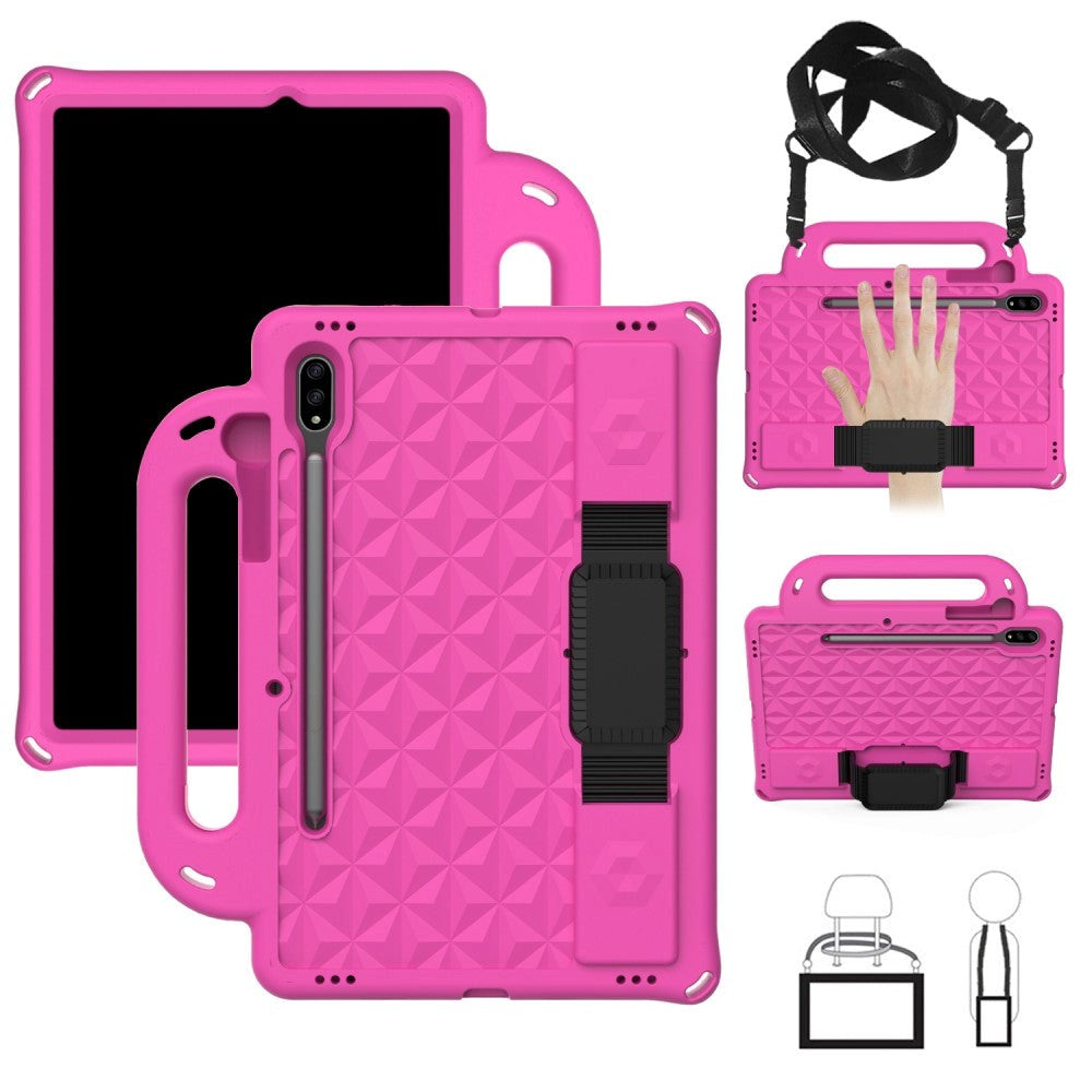 Samsung Galaxy Tab S7 Håndverker Deksel m. Skulderstropp & Pencil Holder - Pink