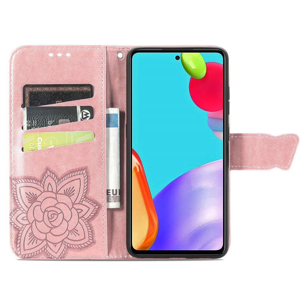 Samsung Galaxy A52s (5G) / A52 (4G / 5G) Skinn Deksel med Lommebok - Sommerfugler - Rose Gull