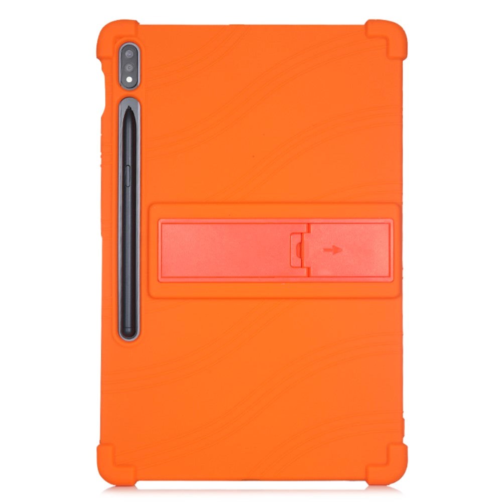 Samsung Galaxy Tab S8 Plus / S7 Plus 12.4" Silikon Deksel m. Stativ - Oransje