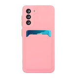 Samsung Galaxy S21 Fleksibelt Plast Deksel m. Kortholder - Rosa