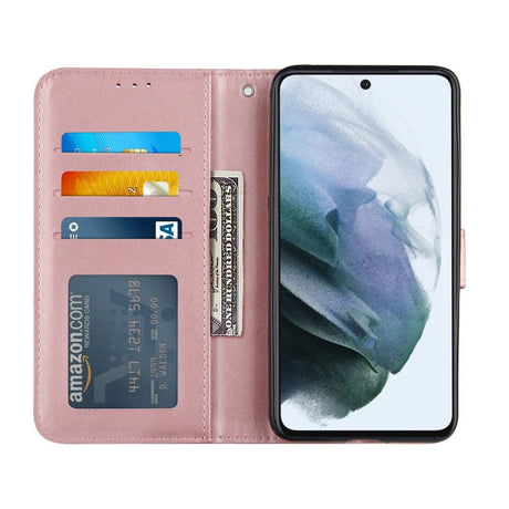 Samsung Galaxy S21 FE (5G) Kunstskinn Deksel med Lommebok - Rosa