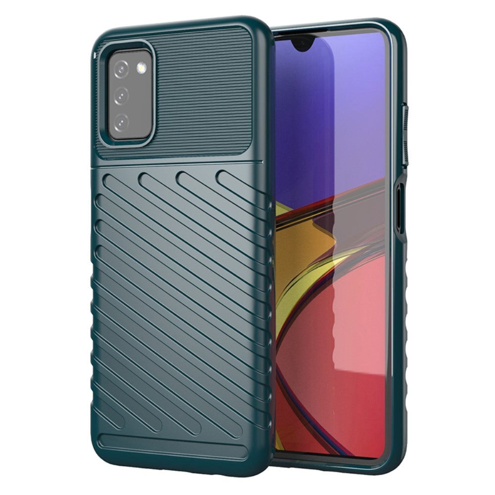 Samsung Galaxy A03s Thunder Series Twill Plastbakdeksel - Grønn