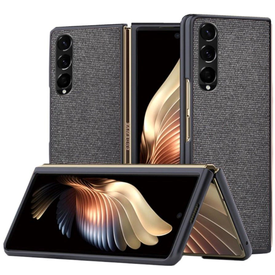 Samsung Galaxy Z Fold3 5G karbonfiber Kunstlær Bakdeksel - Svart